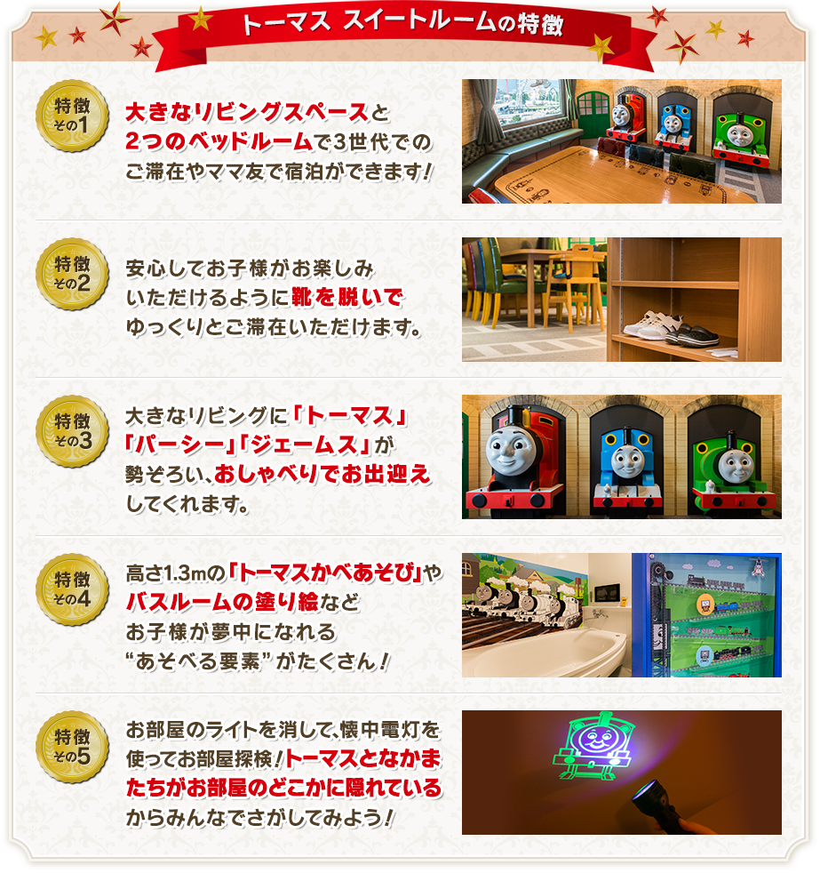 トーマス スイートルームの特徴